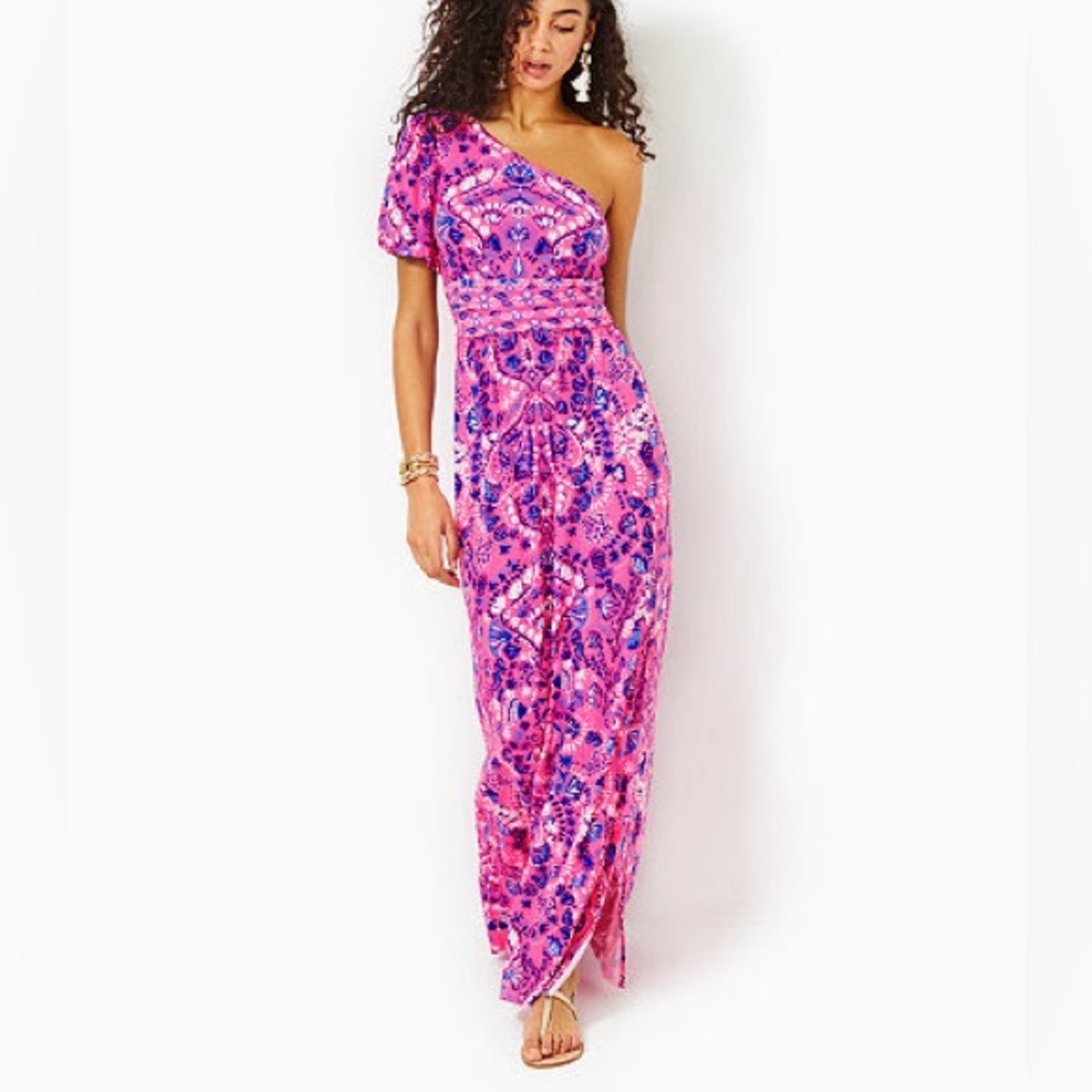 NWT Lilly Pulitzer Solana One Shoulder Maxi Dress